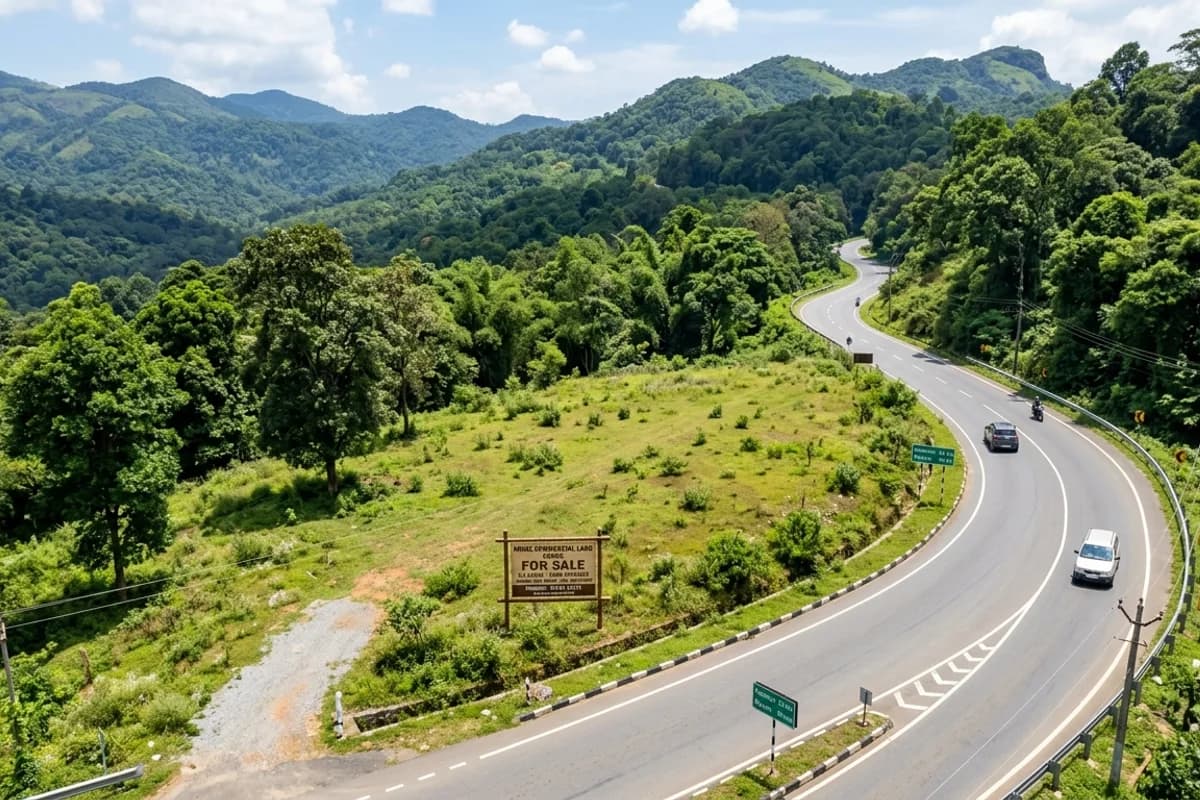Suntikoppa plantation highway road surrounded by silver oaks and coffee